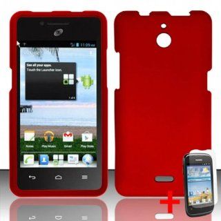 HUAWEI ASCEND PLUS H881C SOLID RED RUBBERIZED COVER SNAP ON HARD CASE + FREE SCREEN PROTECTOR from [ACCESSORY ARENA]: Cell Phones & Accessories