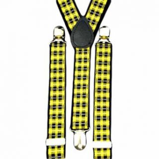 Luxury Divas Yellow & Black Funky Plaid Clip On Suspenders at  Womens Clothing store