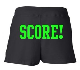 Juniors Black Lightweight Neon Green Soccer Ball and Crossbones SCORE Shorts S XXL Clothing