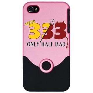 iPhone 4 or 4S Slider Case Pink 333 Only Half Bad with Angel Halo Devil Pitchfork Horns and Tail: Everything Else