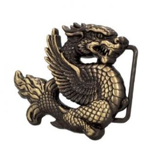 Buckle Rage BRONZE 3D Ancient Chinese Dragon Belt Buckle One Size: Clothing
