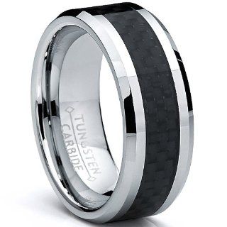8MM Men's Tungsten Carbide Ring Wedding Band W/ Carbon Fiber Inaly size 11.5 Jewelry