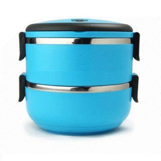 Sealing Thermal Insulation 1.4L 2 layers Compartment Stainless Steel Bento Lunch Boxes With Handle Containers Convenient For School, Work, and Travel.(Green) Kitchen & Dining
