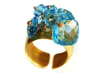 gemstone swiss blue topaz cocktail ring by prisha jewels
