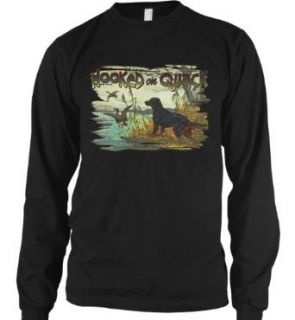 Hooked On Quack Mens Thermal Shirt, Funny Duck Hunting Mens Long Sleeve Thermal Top: Clothing