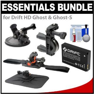 Essentials Bundle for Drift HD Ghost & Ghost S Action Camcorder with Handlebar Bike, Vented Helmet & Car Mounts + Battery + Accessory Kit : Tripod Accessories : Camera & Photo