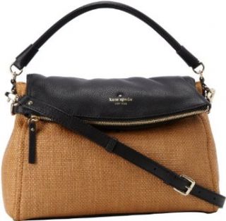 Kate Spade New York Cobble Hill Straw Little Minka PXRU4144 Satchel, Natural/Black, One Size Shoulder Handbags Clothing