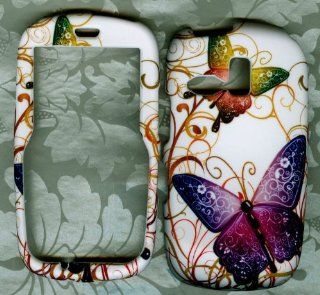 Purple butterfly snap on case Samsung r355 R355c Straight Talk Phone Cover: Cell Phones & Accessories