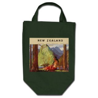 Vintage Travel, New Zealand Landscape Native Woman Bags