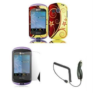 Hard Plastic Snap on Cover Fits Pantech P6020 Swift Elegant Swirl + Charger + LCD Screen Protective Film AT&T: Cell Phones & Accessories