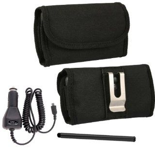 Horizontal Canvas Case with Velcro closure with belt clip and belt loop for ZTE Source, Majesty, Savvy Bundle Pack 3 Piece includes Case, Car Charger, and Stylus Pen.: Cell Phones & Accessories
