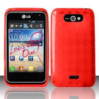 LG Motion 4G MS770 Case Chil Red Ultra Flex Tight TPU Gel Cover Protector (Metro PCS) with Free Car Charger + Gift Box By Tech Accessories: Cell Phones & Accessories