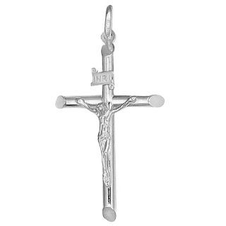 Beveled Crucifix Cross Pendant Necklace in 14k Yellow Gold: Allurez: Jewelry