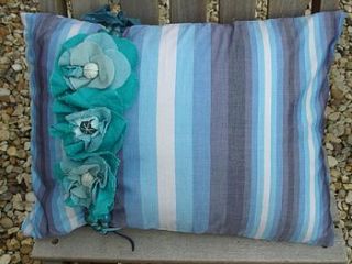 handmade striped corsage cushion by shingle mile