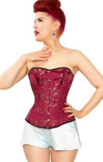 Playgirl Wine Floral Jacquard Genuine Full Steel Boned Overbust Shaper Corset at  Womens Clothing store: