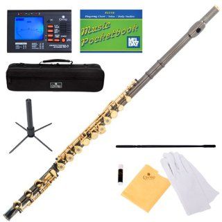 Cecilio FE 380BNG 3Series Advanced Open/Closed Hole C Flute w/ B Foot Joint in Black Nickel Plated Body with gold tone finish Keys Musical Instruments