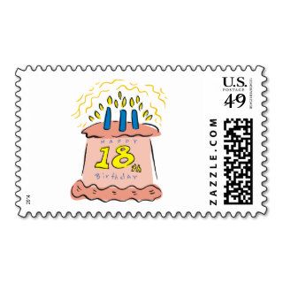 Happy 18th Birthday Party Cake Eighteenth BDay Postage Stamps