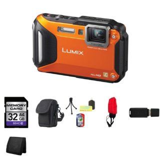 Panasonic Lumix DMC TS5 Digital Camera (Orange) + 32GB SDHC Class 10 Memory Card + Carrying Case + Mini Tripod Kit + Durable Float Strap for Digital Cameras + USB SDHC Reader + Memory Wallet : Camera & Photo