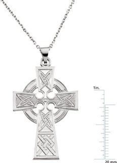 14 Karat White Gold Celtic Cross Pendant: Diamond Designs: Jewelry