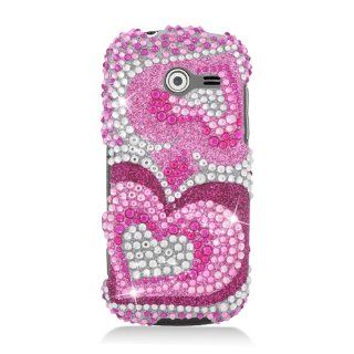 Eagle Cell PDSAMM390F395 RingBling Brilliant Diamond Case for Samsung Array/Montage M390   Retail Packaging   Pink Heart: Cell Phones & Accessories