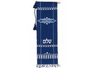 ArtisanStreet's Blue Shalom Banner. Hand Woven, 100% Cotton. Ready For Wall with Twisted Cord & Wooden Rod.  