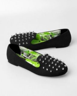 Abbey Dawn By Avril Lavigne Rockstar Spiked Black Loafers (9): Fashion Sneakers: Shoes