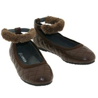 L'Amour Brown Quilt Ankle Strap Flat Shoes Toddler Little Girl 5 4: Mary Jane Flats: Shoes
