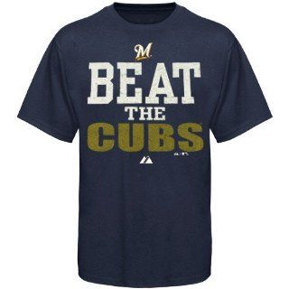 Majestic Milwaukee Brewers Navy Blue Beat The Cubs Rivalry T shirt (XX Large) : Sports Fan T Shirts : Clothing