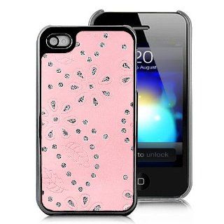 Stylish Glittery Floral Pattern Leather Hard Case Cover for iphone 4 4S   Pink + Free anti scratch screen protector!: Cell Phones & Accessories