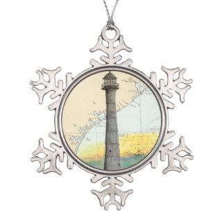 Matagorda Island Lighthouse TX Nautical Chart Art Ornament