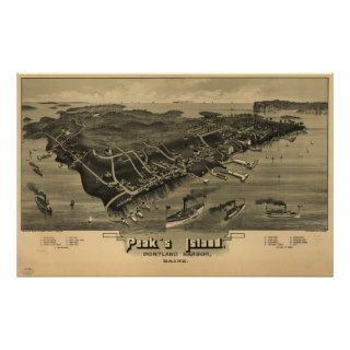 1886 Peak's Island Portland, ME  Panoramic Map Poster