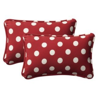 2 Piece Outdoor Toss Pillow Set   Red/White Polk