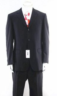 Men's VERSACE Collection PLAIN BLACK SUIT USA Sz 44L 3 BUTTON WITH 2 BACK VENTS & SINGLE PLEADED 100% WOOL at  Mens Clothing store