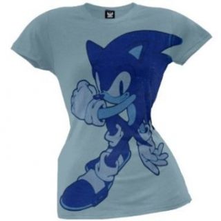Sonic the Hedgehog   Large Sonic Juniors T Shirt   Large: Clothing