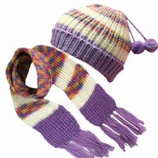 Luxury Divas Lavender Multi Colored Chunky Knit Hat & Scarf Matching Set at  Womens Clothing store: Cold Weather Scarves