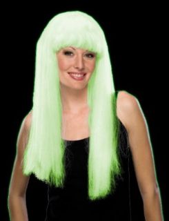 Halloween Wigs   Glow In The Dark Adult Wig (White) # 50410: Clothing