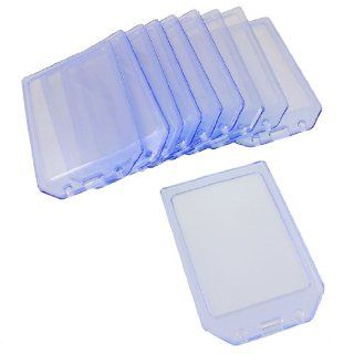 10 Pcs Clear Blue Solft Plastic Vertical A7 ID Card Badge Holders : Office Products