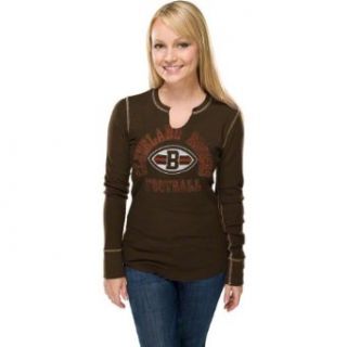 NFL Women's Cleveland Browns Gameday Gal III Long Sleeve Split Crew Neck Thermal Tee (Classic Brown/White, Large) : Sports Fan T Shirts : Clothing