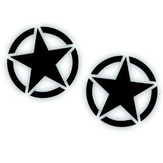 Military Invasion Star Decal   3 Inch   Restore Or Custom any Army Willys, Truck Or Jeep CJ Wrangler In Black Gloss: Automotive