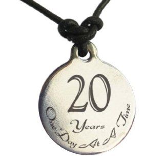 20 Year Sobriety Anniversary Medallion Leather Necklace for Sober Birthday, AA Alcoholics Anonymous, NA Narcotics Anonymous: Jewelry