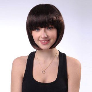 Maysu Short Straight Chestnut Brown wigs Fashion Synthetic Bob wigs : Hair Replacement Wigs : Beauty
