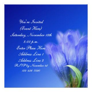 Blue Gentian Flower Square Invitation