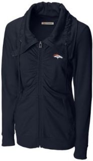 NFL Denver Broncos Women's Squeeze Play Full Zip Fleece Jacket, Navy Blue, X Large  Sports Fan Outerwear Jackets  Clothing