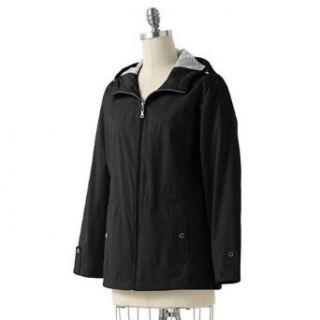 Free Country Radiance Hooded Jacket   Wind & Water Resistant (Medium (8 10), Black) at  Womens Clothing store: Raincoats