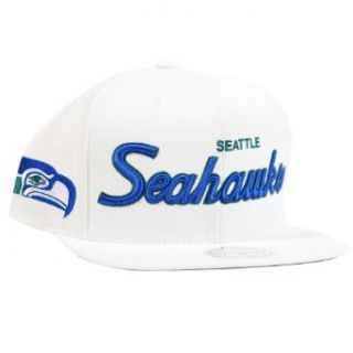 Seattle Seahawks Mitchell & Ness Solid White Snapback Hat: Clothing
