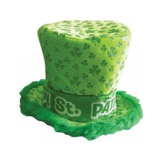 Green Saint Patrick's Day Irish Shamrock Furry Top Hat: Clothing