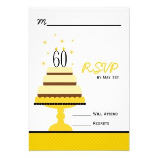 Yellow Cake 60th Birthday Party RSVP Response Card