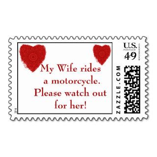 Wife rides a Motorcycle, watch out for him Postage Stamps