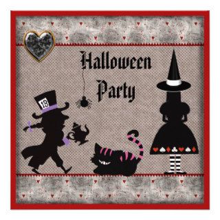 Alice, Mad Hatter & Cheshire Cat Halloween Party Announcements