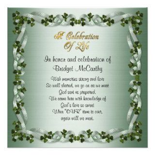 Celebration of life Invitation Irish Background